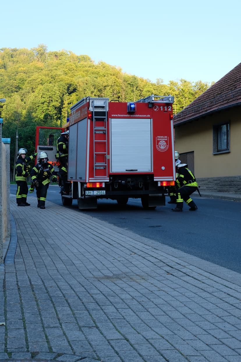 Bild von der Festwoche zu 100 Jahre Feuerwehr Wendehausen, öffentliche Einsatzübung